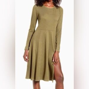 Elegant Nordstrom Long Sleeve Olive Dress